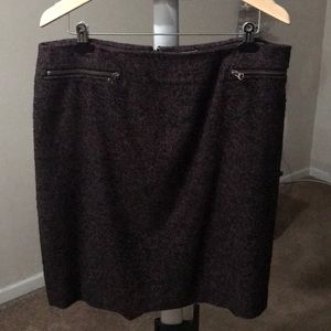 Black/maroon tweed pencil skirt with zippers